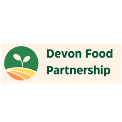 Devon Food Partnership logo with a green circle containing a plant sprout and stylized fields.
