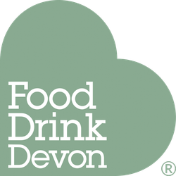 Food Drink Devon logo in a green heart shape