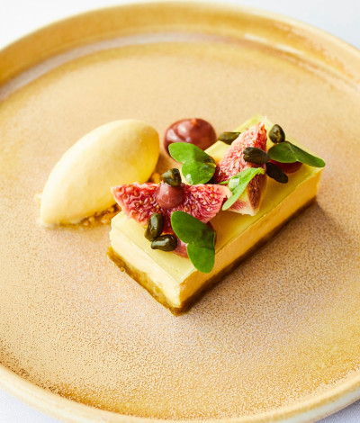 Pistachio & Fig Leaf Cheesecake