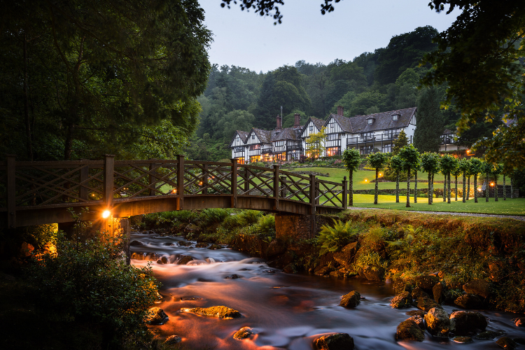 Gidleigh Park Exterior at dusk
