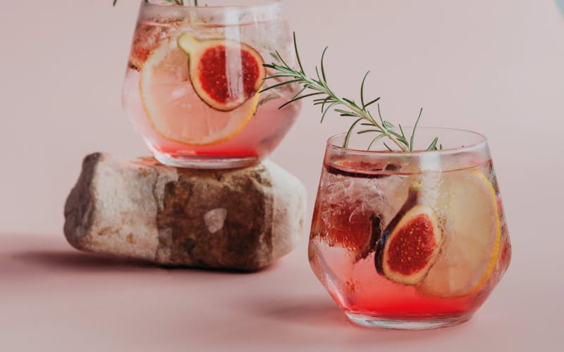 Pink cocktail drinks