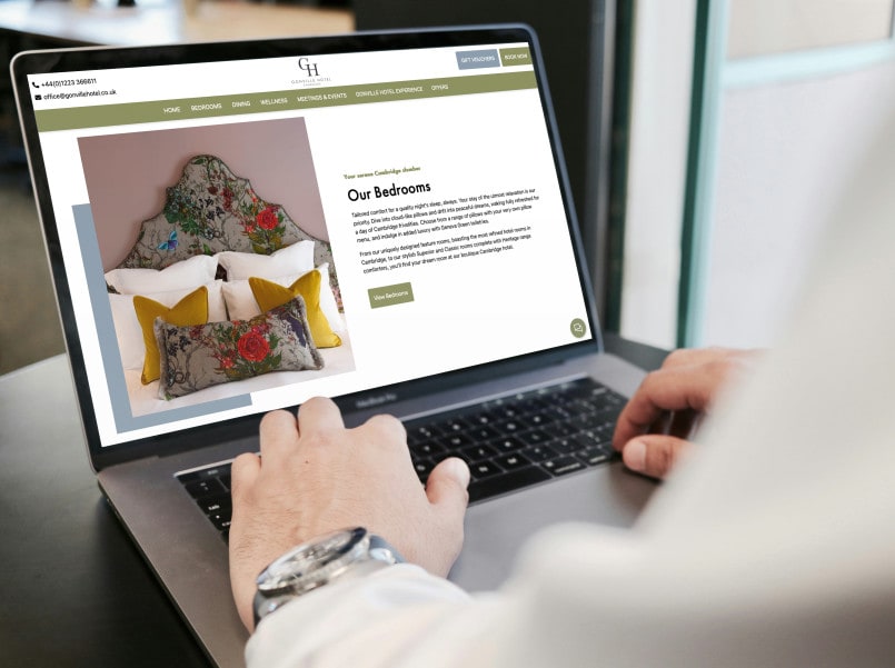 Mock up of Gonville Hotel website