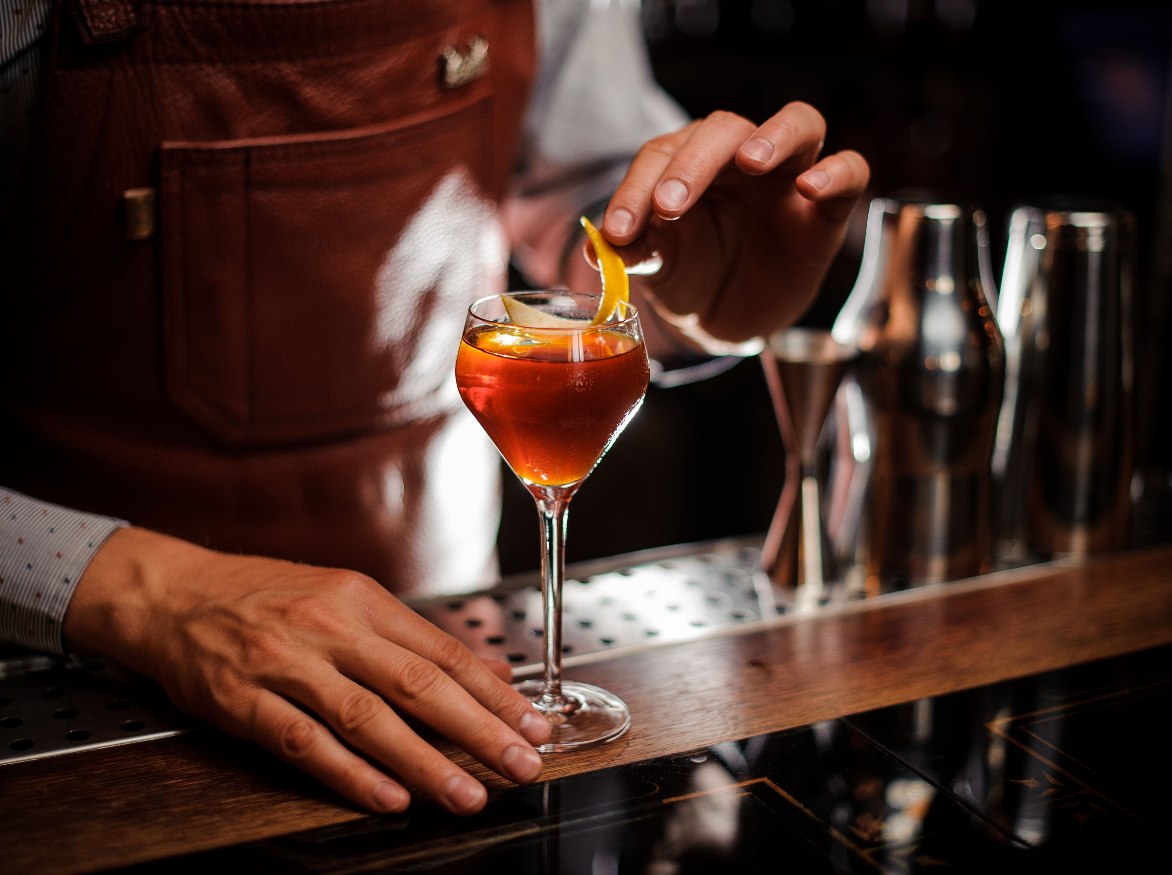Bartender making cocktail