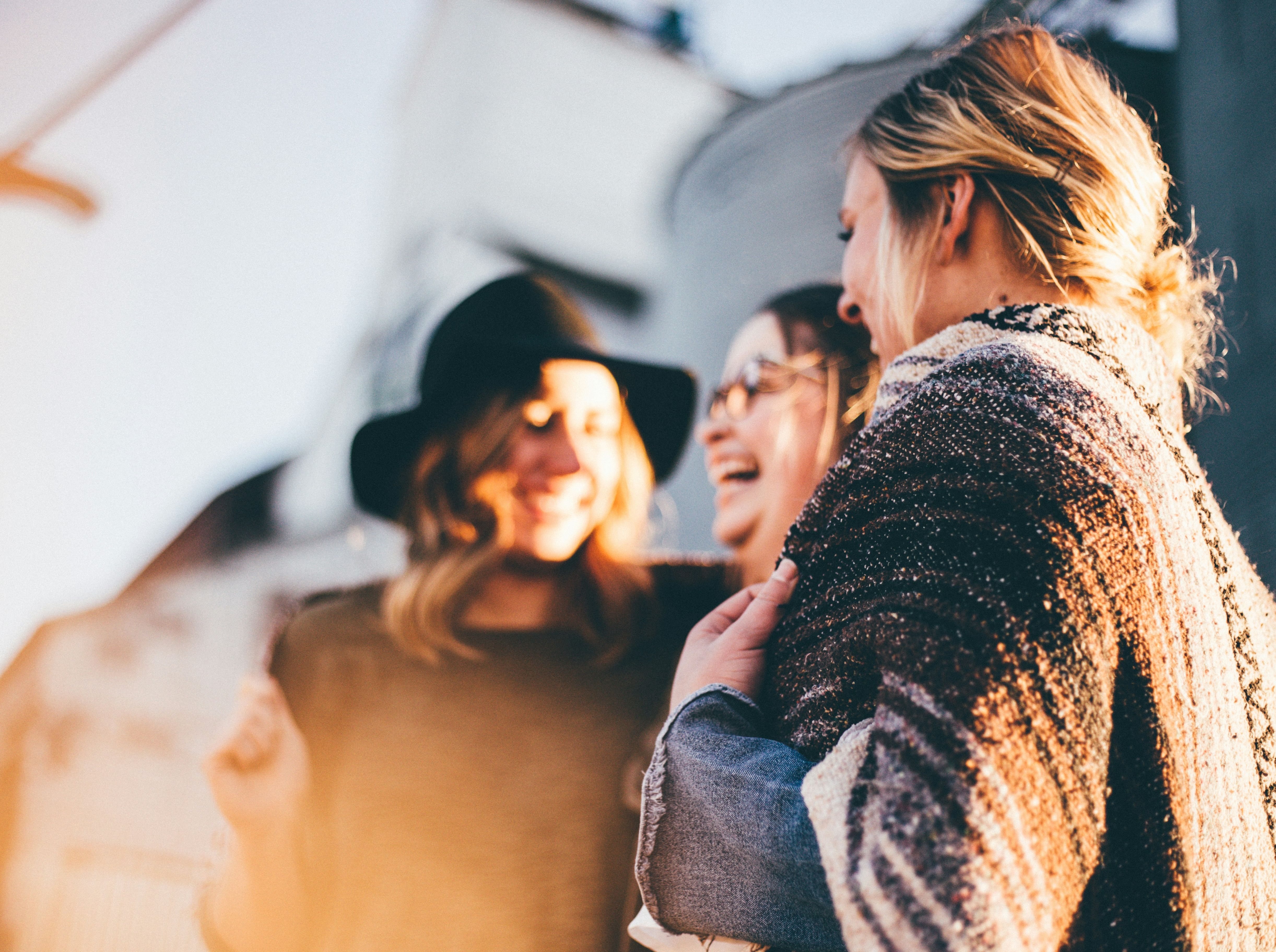 Girl friends laughing and celebrating
