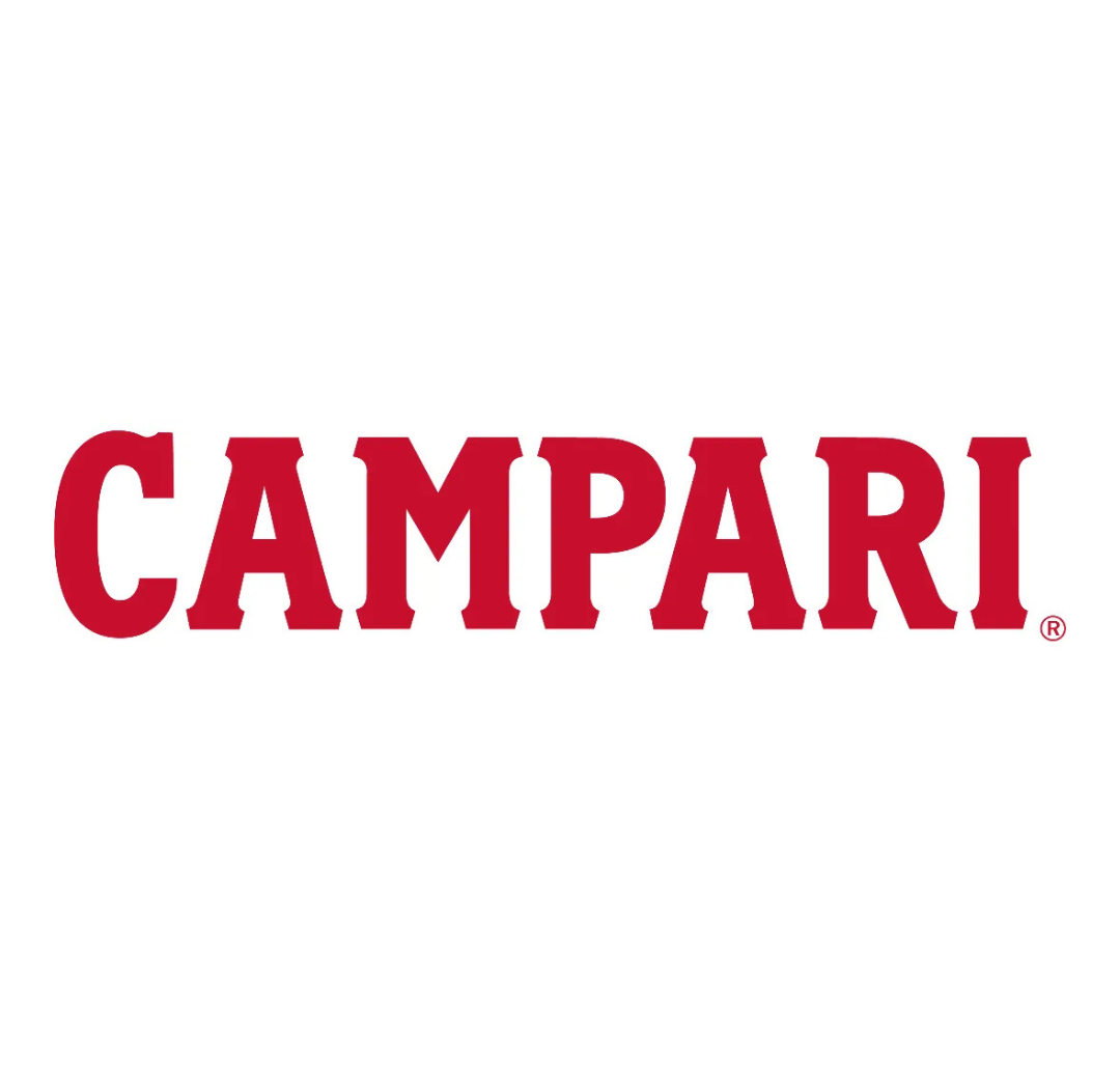 Campari logo with bold red text on a white background