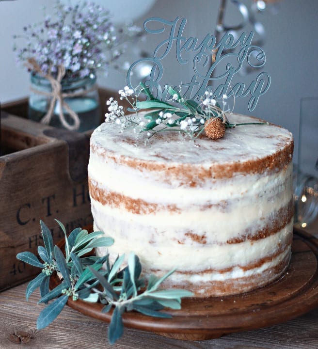 Birthday cake and balloons