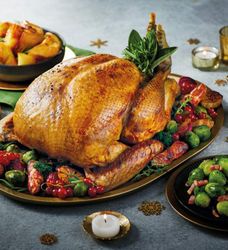 Roast turkey with traditional Christmas dinner sides