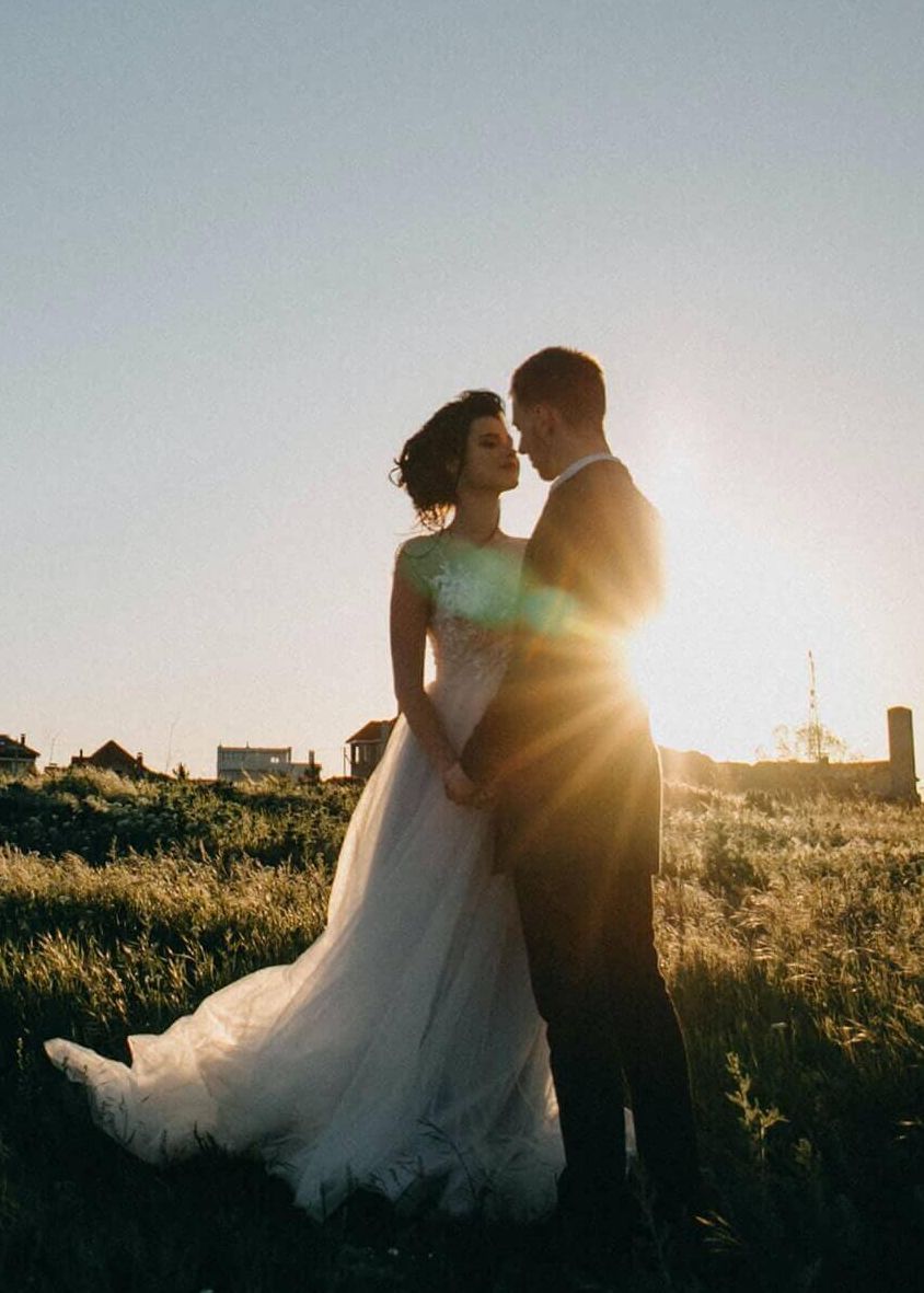 Bride and Groom Outside