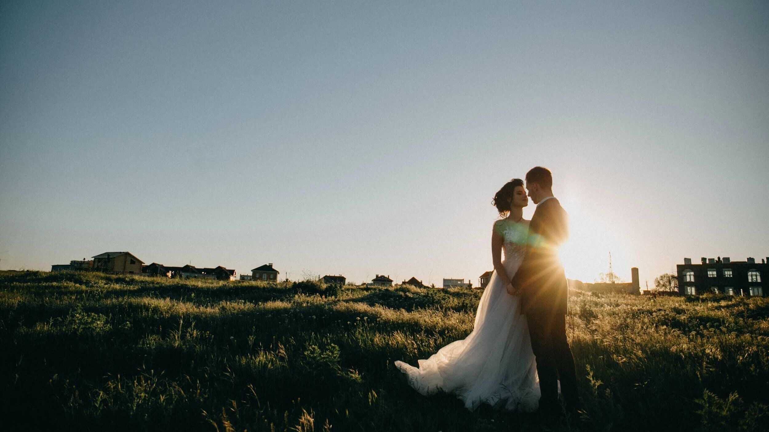 Bride and Groom Outside