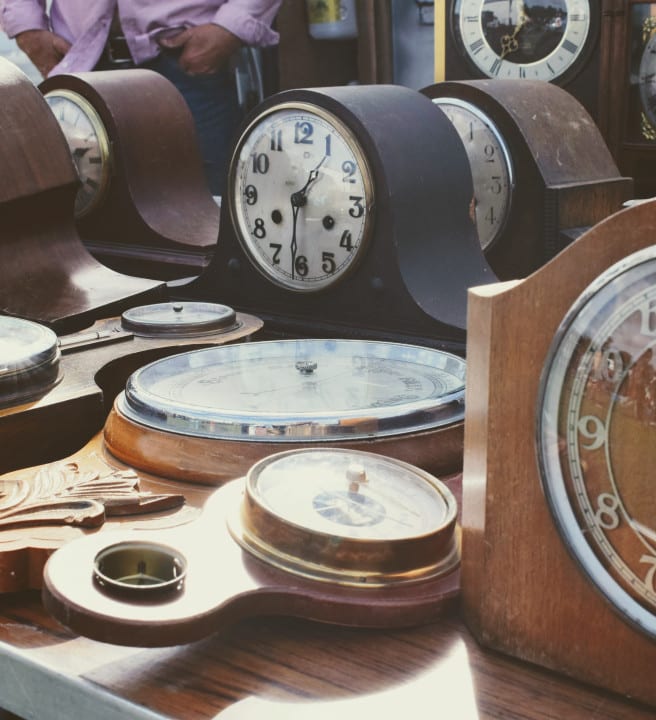 Antique clocks on a table