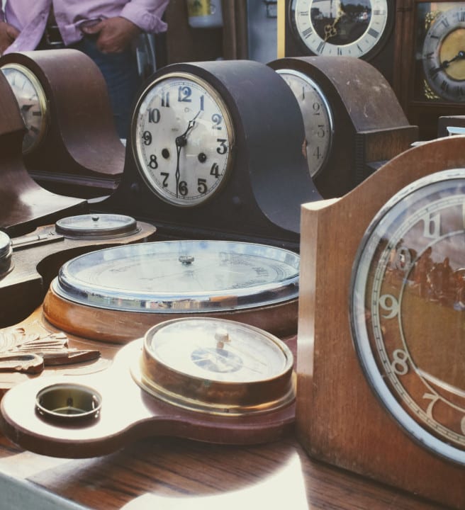 Antique clocks on a table