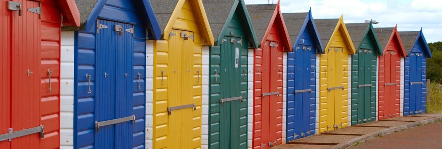 Beach huts at Dawlish Warren South Devon