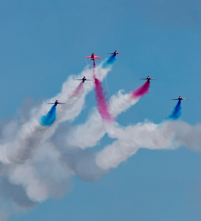 The red arrows in the sky