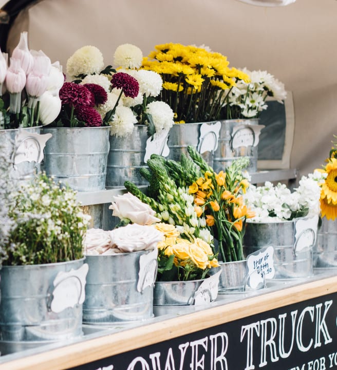 Flowers ready to be sold at a market