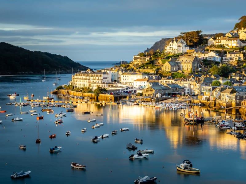 View of Dartmouth with houses and boats