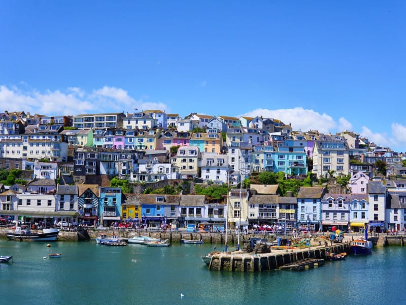 Colourful houses and boats in a harbor
