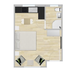 plan of Pinewood studio apartment in Dawlish warren
