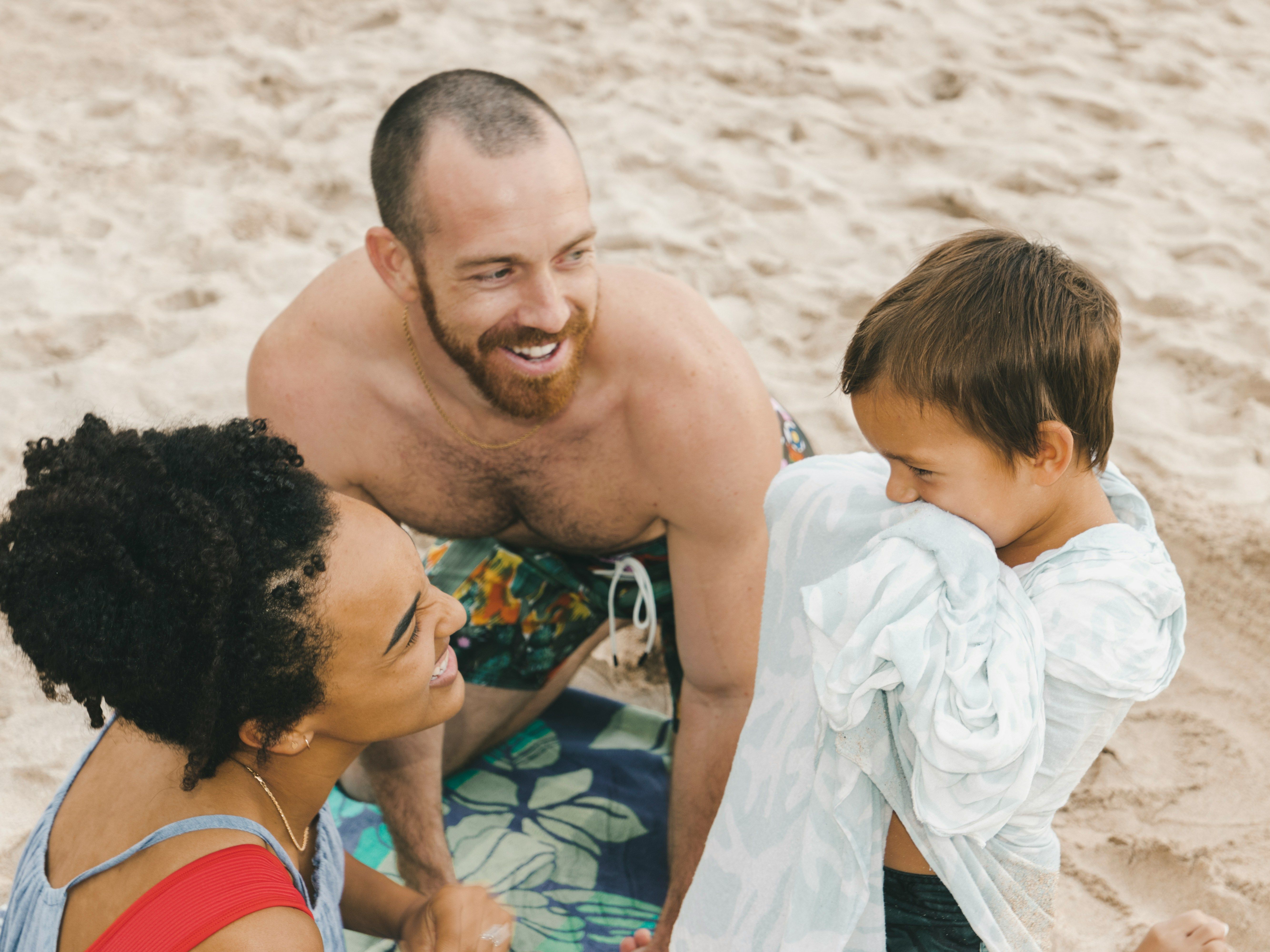 Family on beach holiday