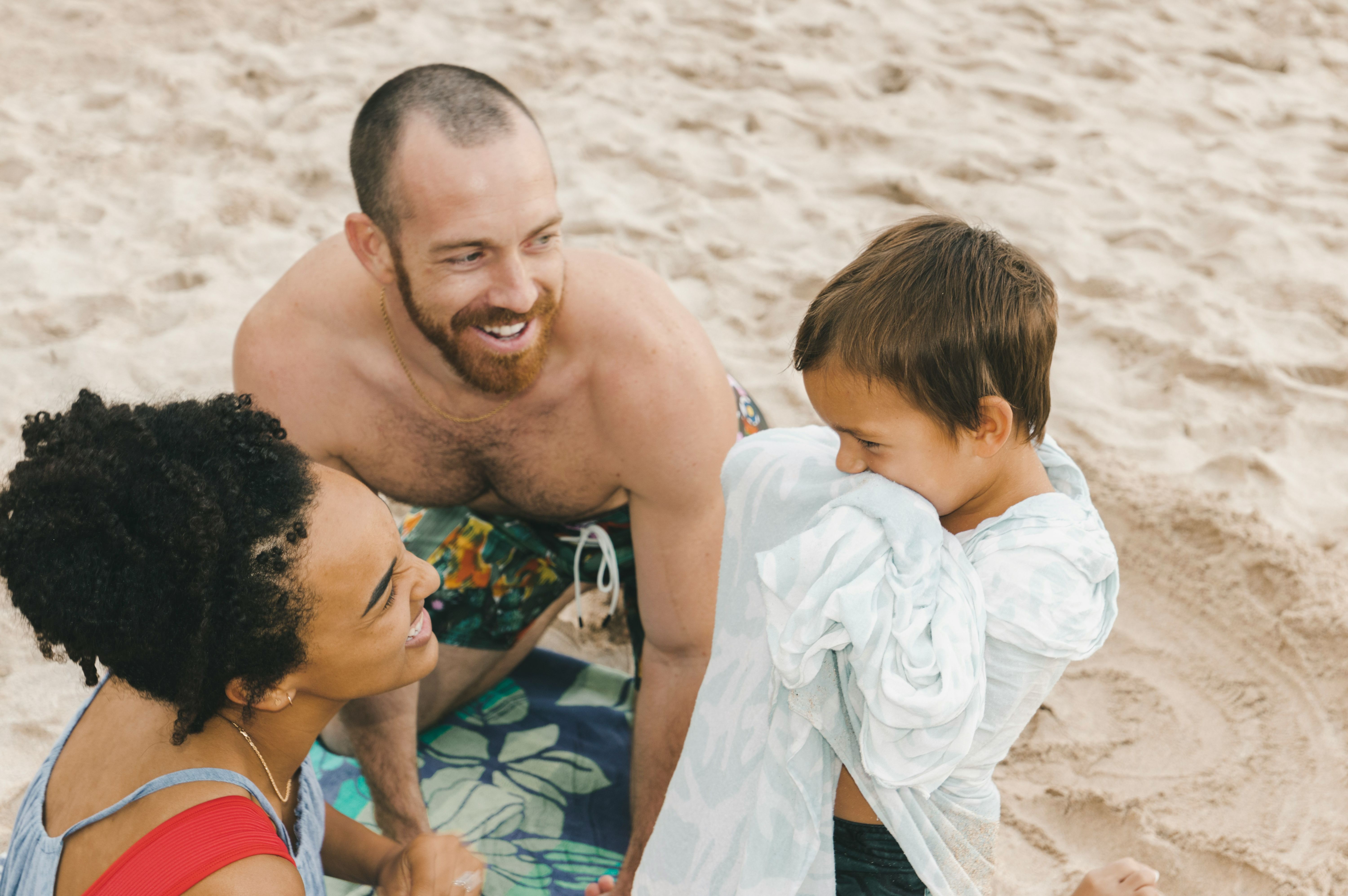 Family on beach holiday