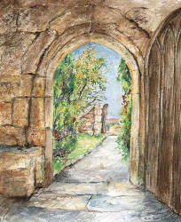 Looking through the gate at Hazlewood Castle