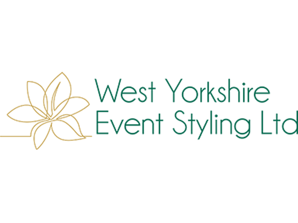 West Yorkshire Event Styling Ltd logo with gold floral outline and green text