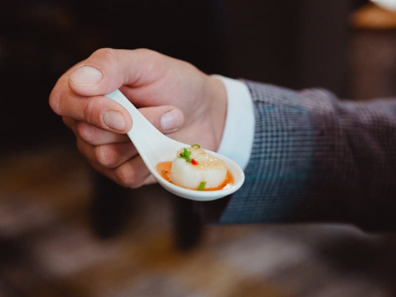 Scallop canapes close up Craig Jacob Photography