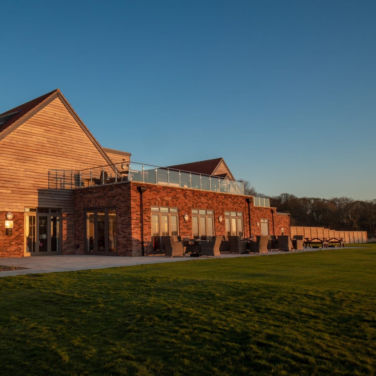Pavilion Patio Outdoor Seating at Dusk