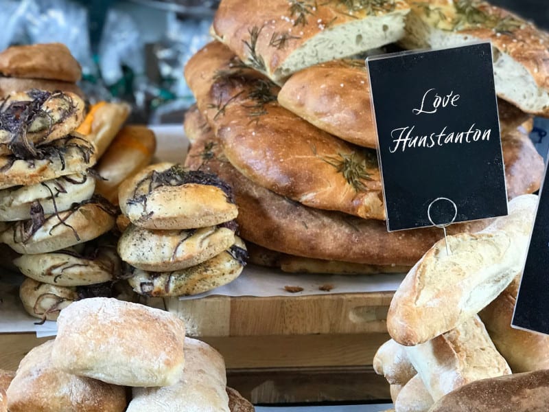 Selection of bread on market stall love hunstanton