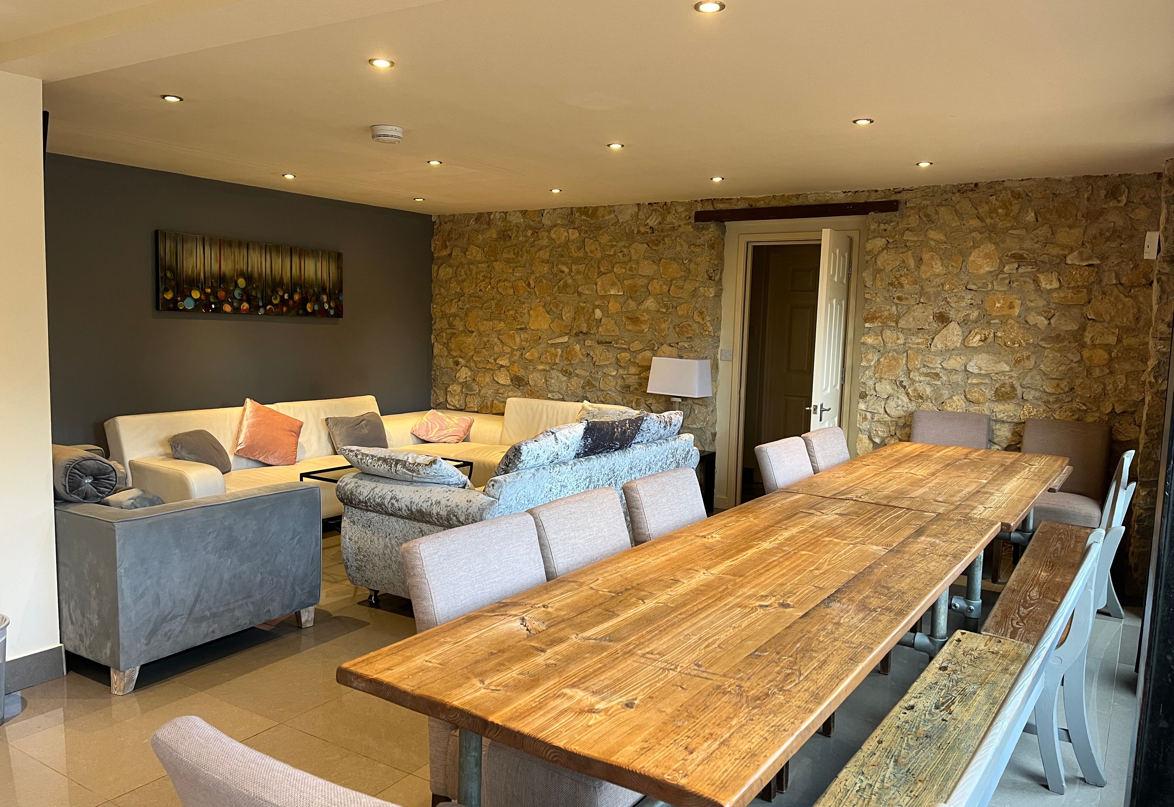 Lounge and long table in the Wagon Shed