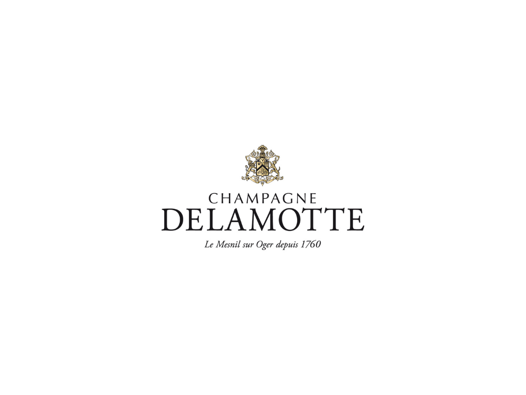 Champagne Delamotte logo with crest and tagline