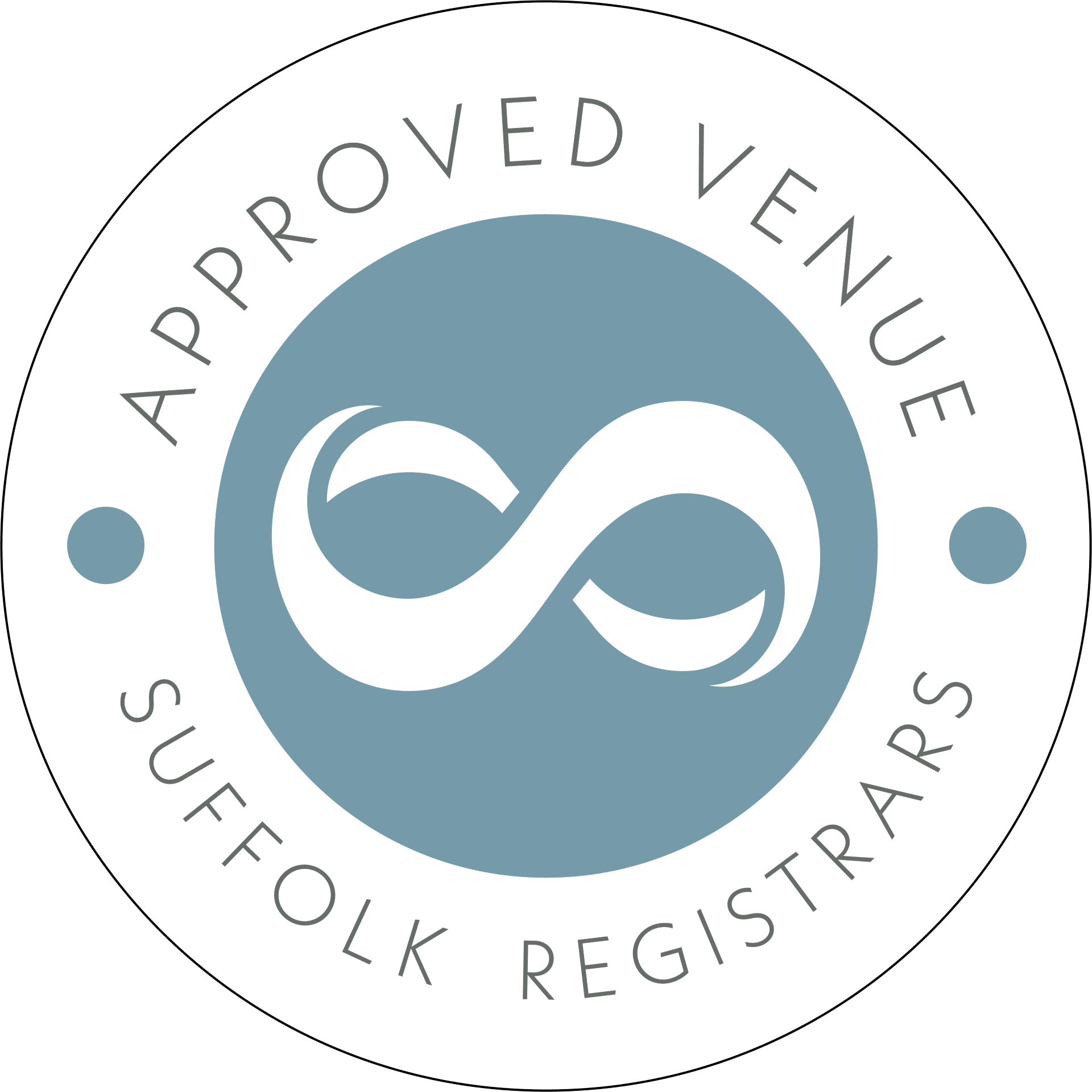 Approved venue badge with infinity symbol and 