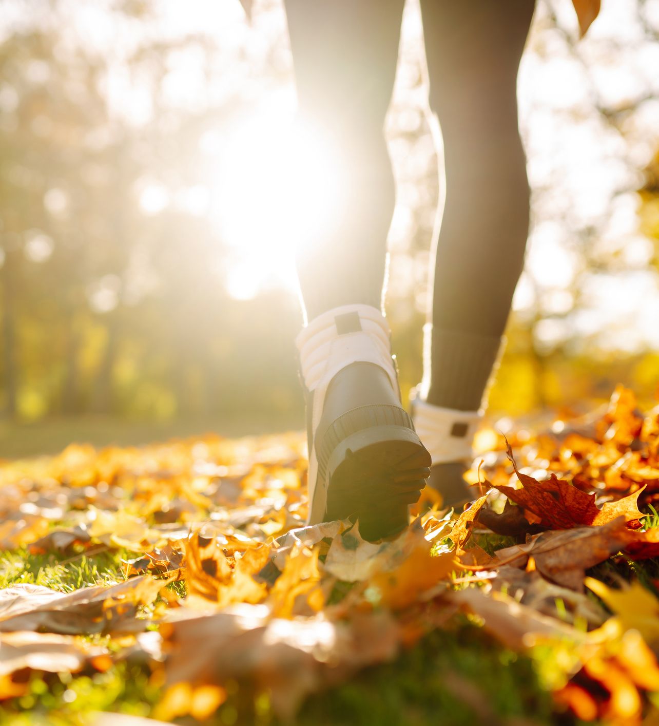 Woman walking in the woods