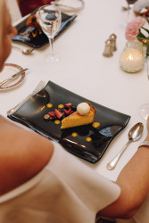 Guest eating dessert