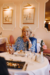 Guest eating dinner in dining room