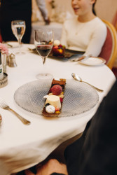 Guests eating dessert