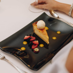 Tart with ice cream and berries