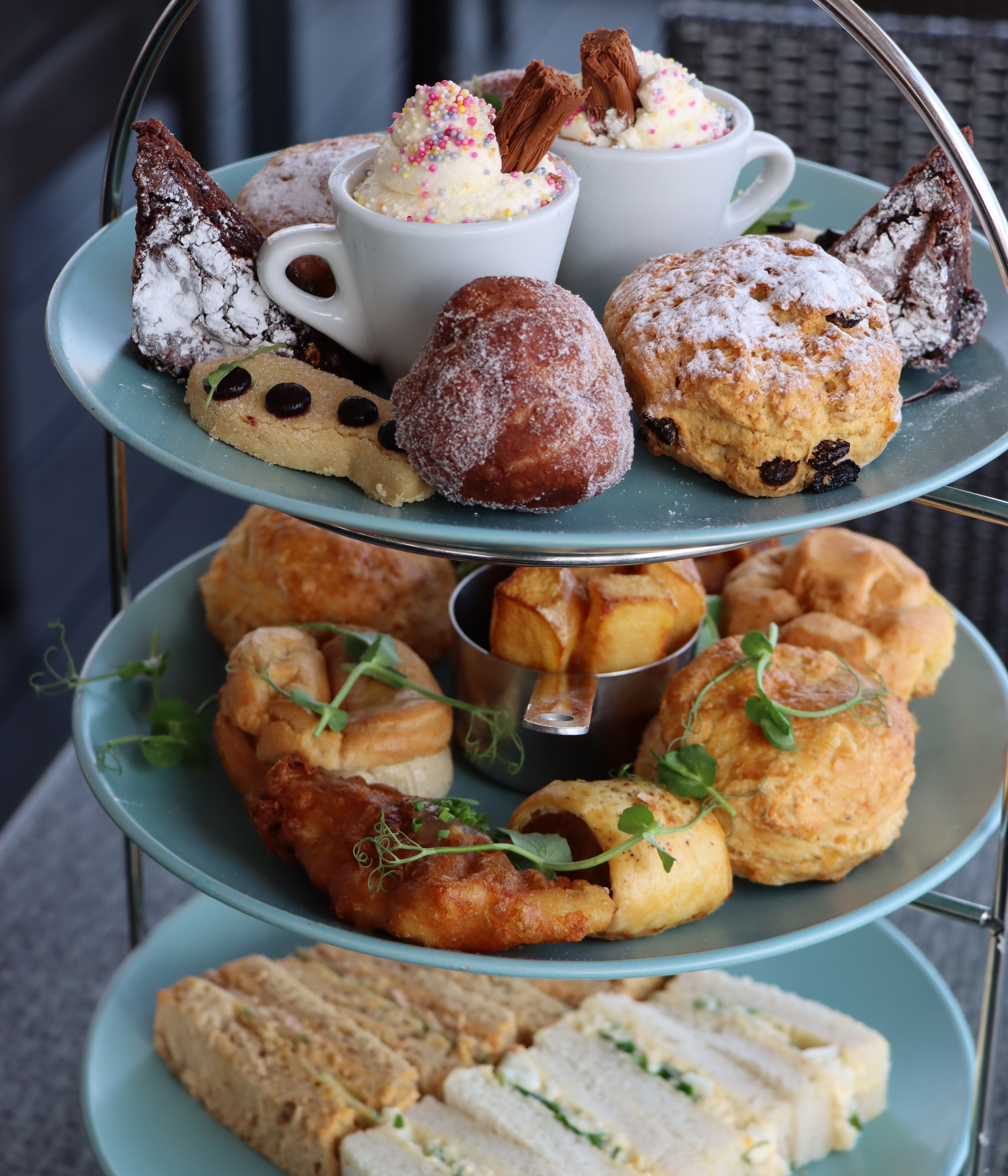 Seaside Themed Afternoon Tea on an afternoon tea stand.