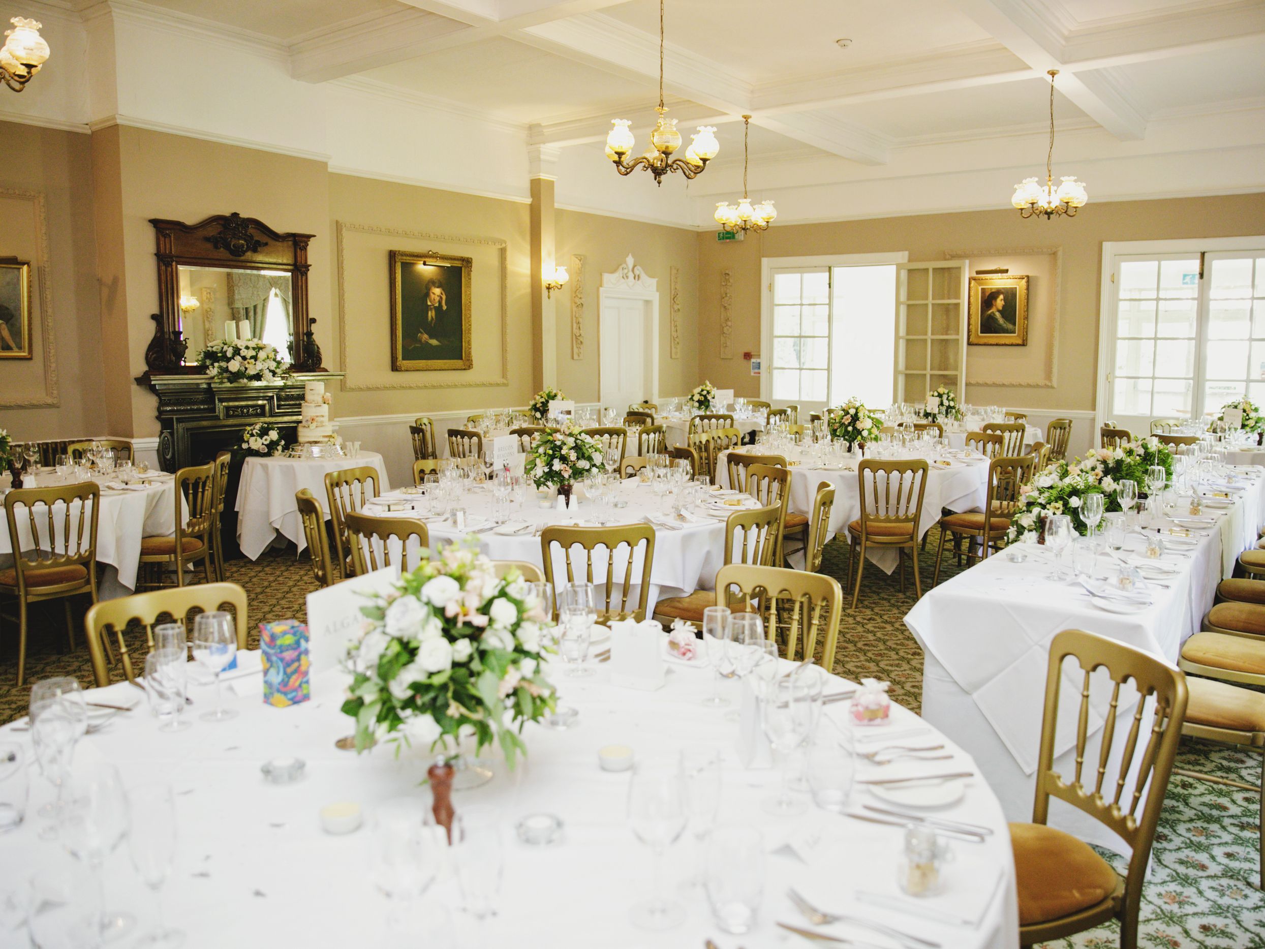 Dining room set up for a wedding