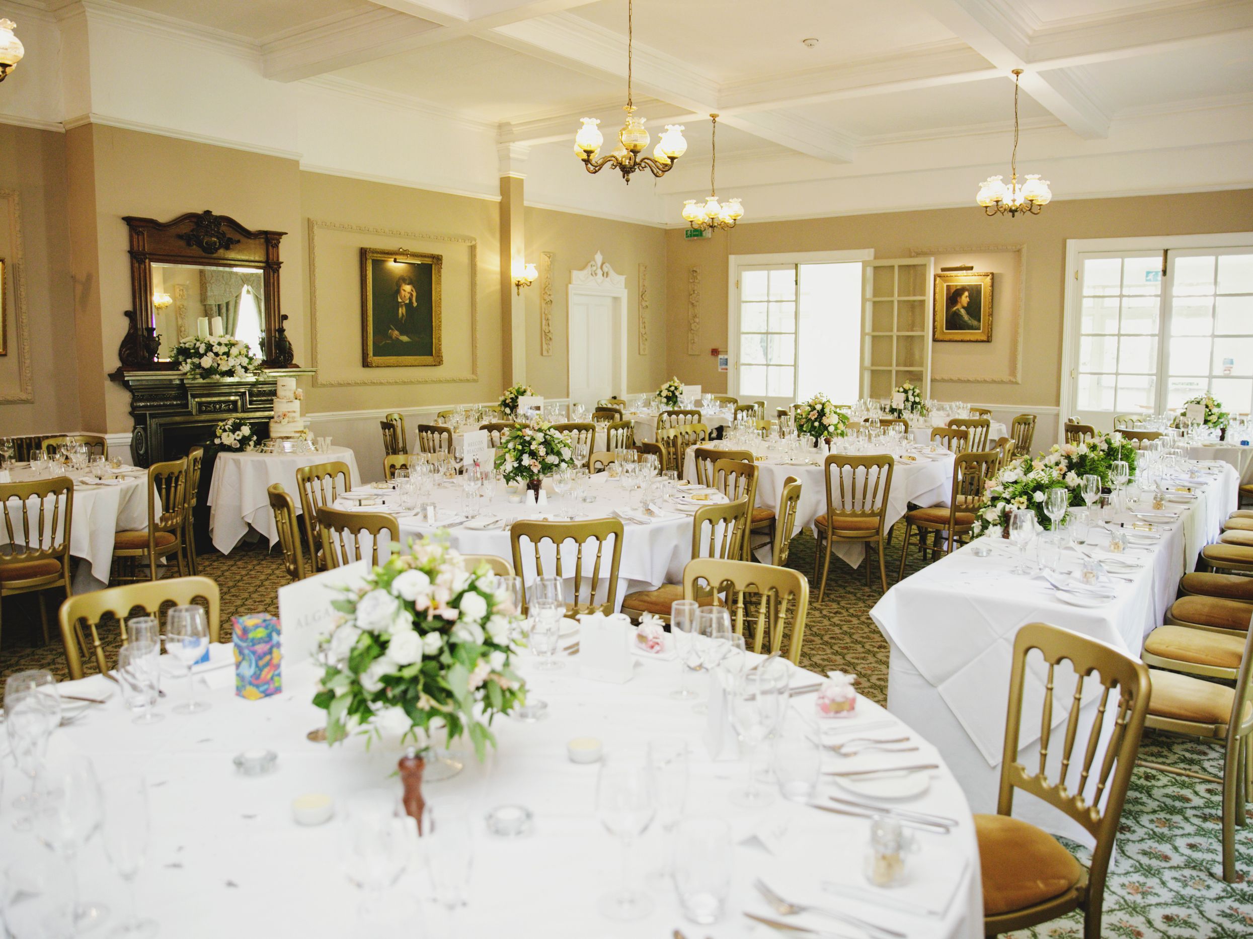Dining room set up for a wedding