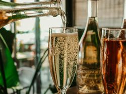 Glass filled with Prosecco