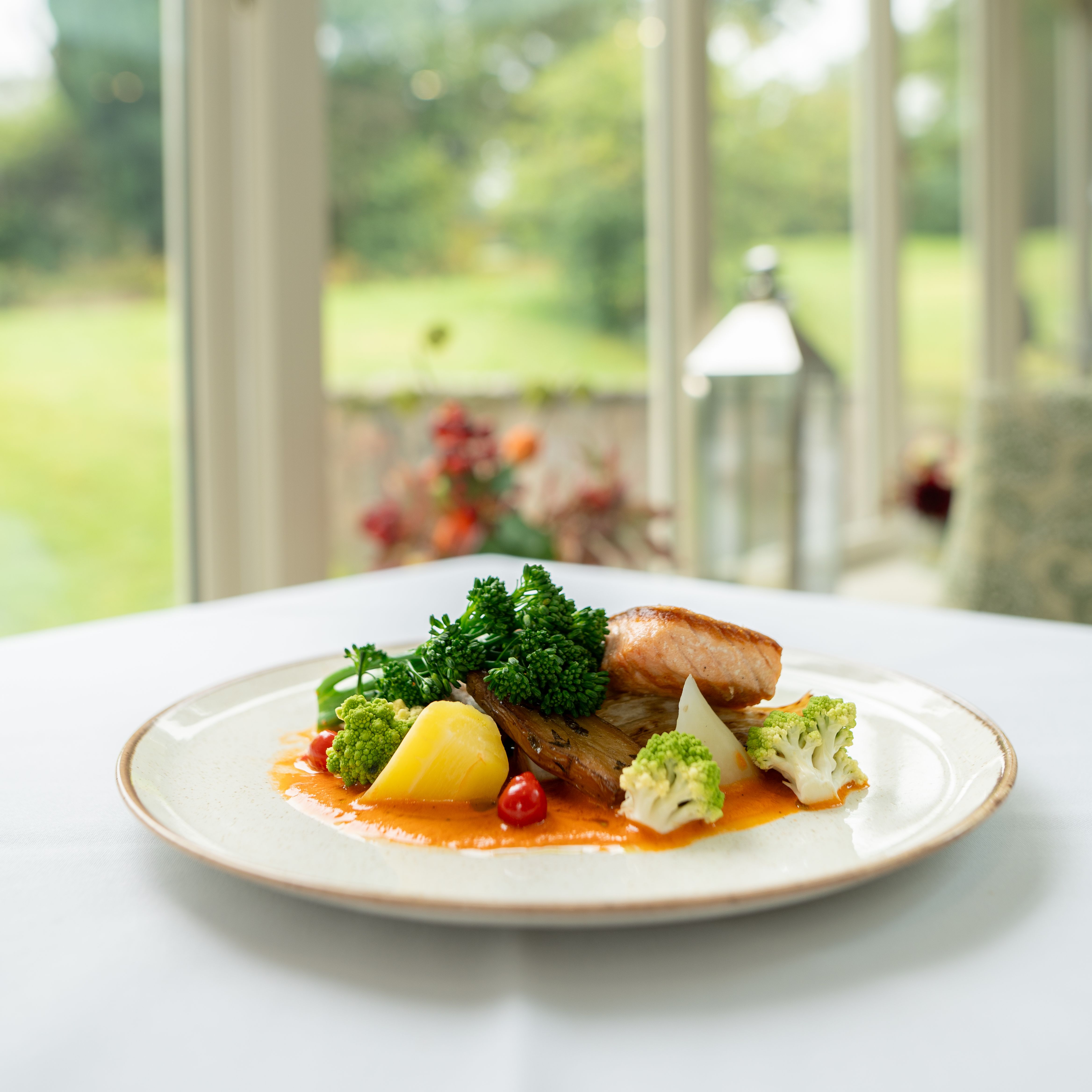 Plate of neatly presented food