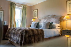Bed with tartan blanket