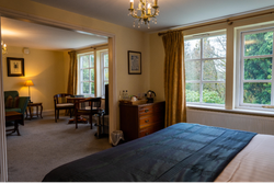 Bed room with archway into sitting space