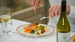 Salmon with roasted vegetables and veloute