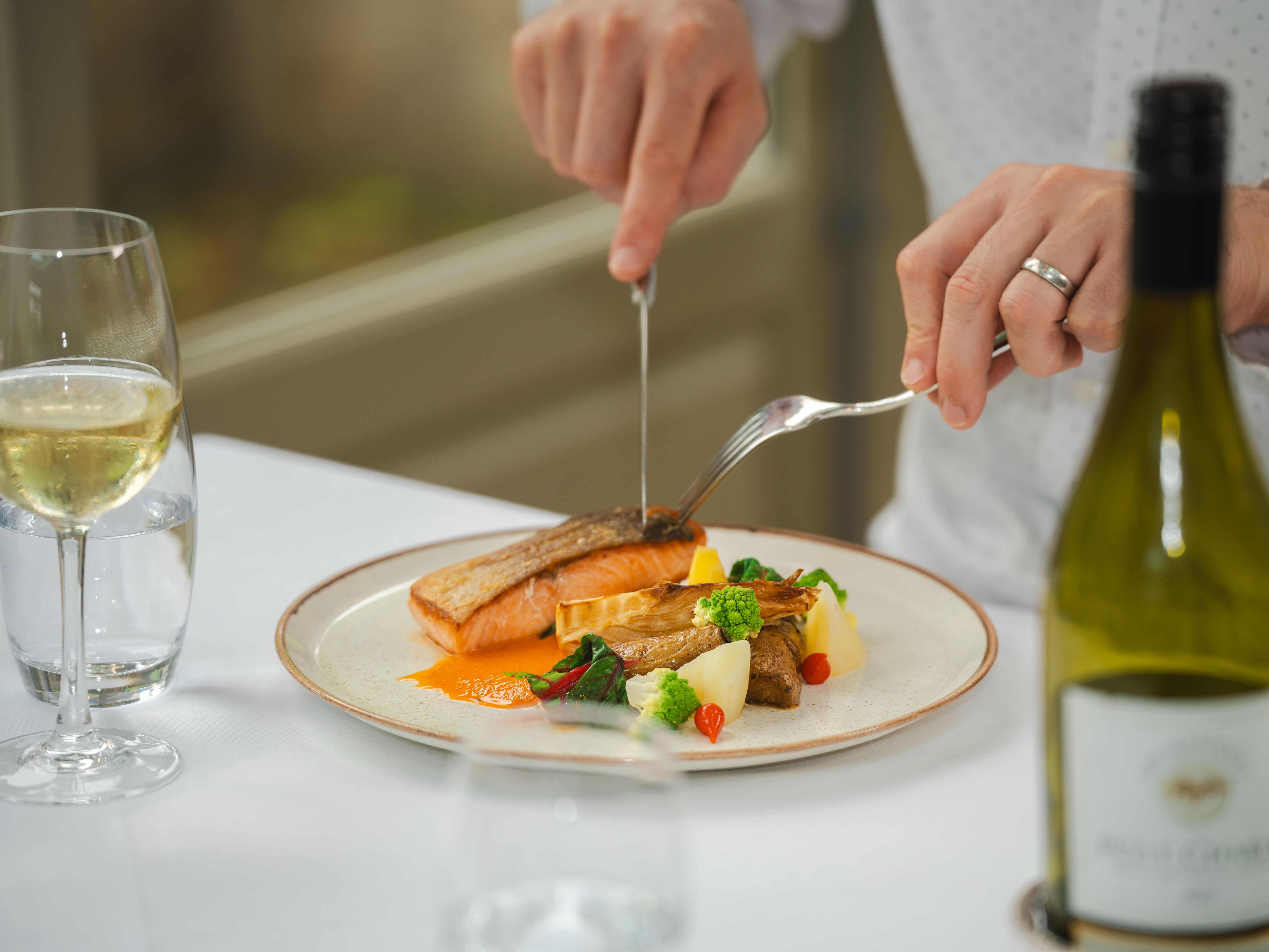 Plate of fish and potatoes
