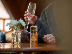 Glass of wine being enjoyed in the spa