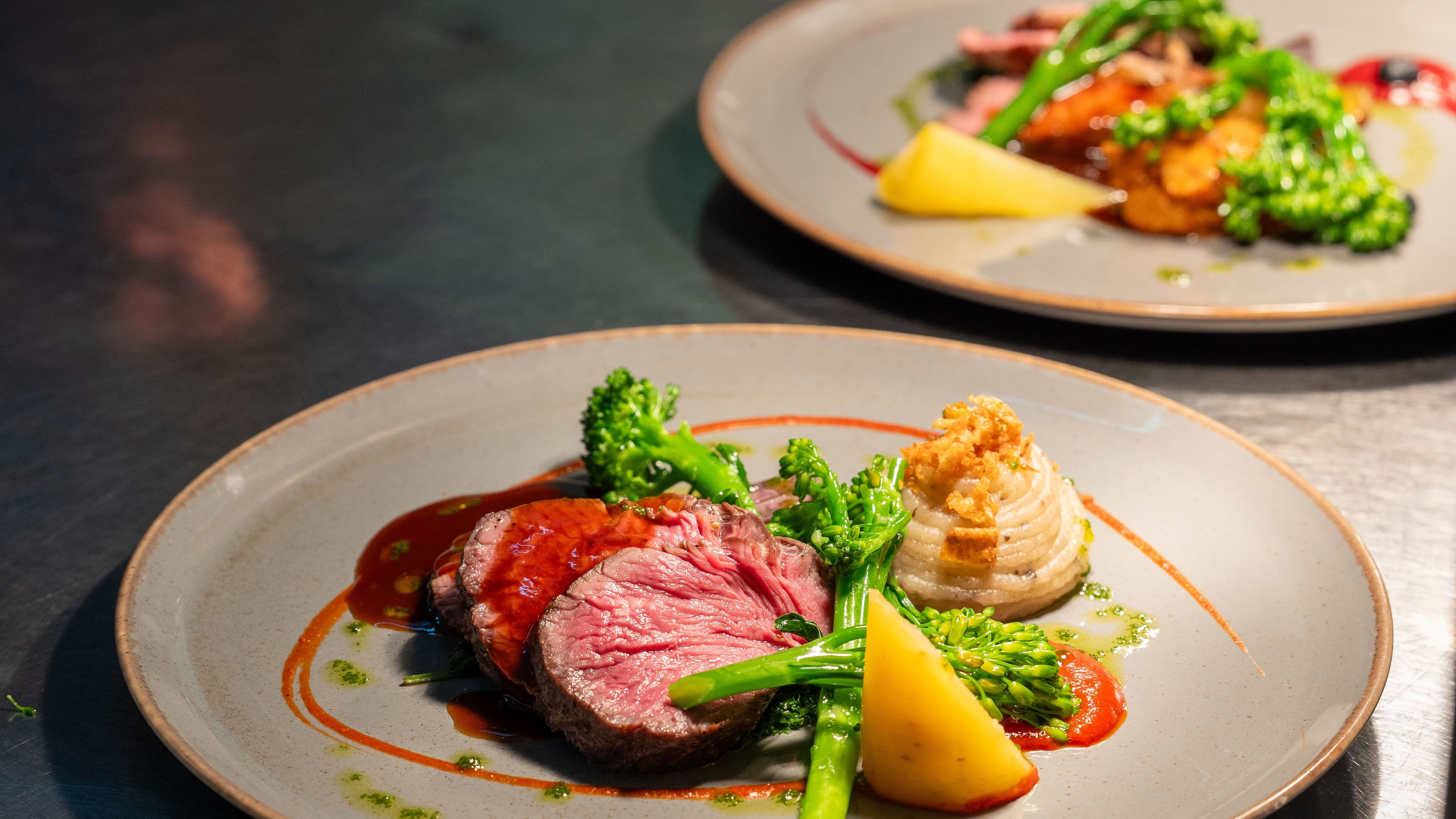 Two plates if fine dining food