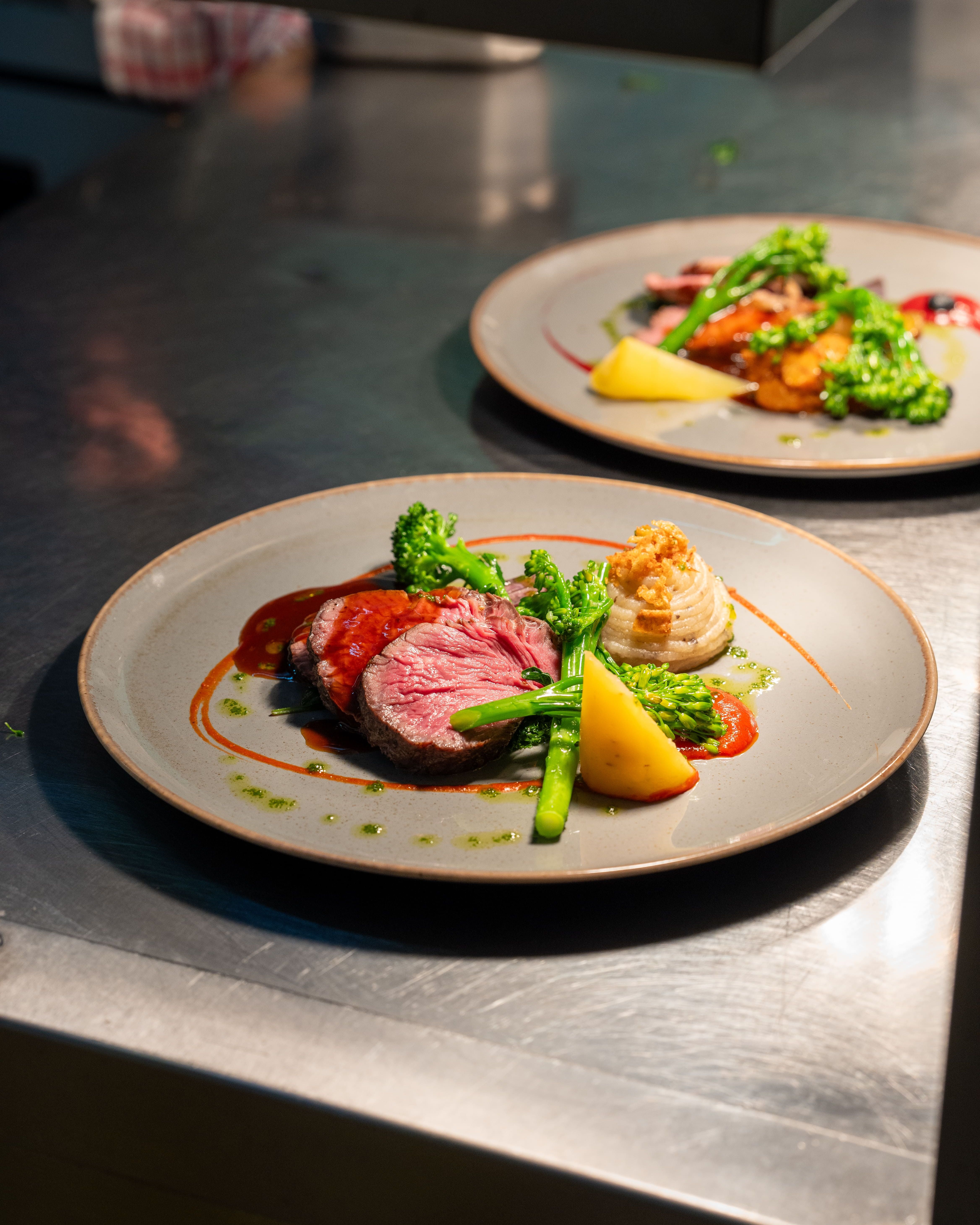 Two plates if fine dining food