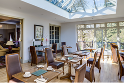 Large dining table prepared for an event
