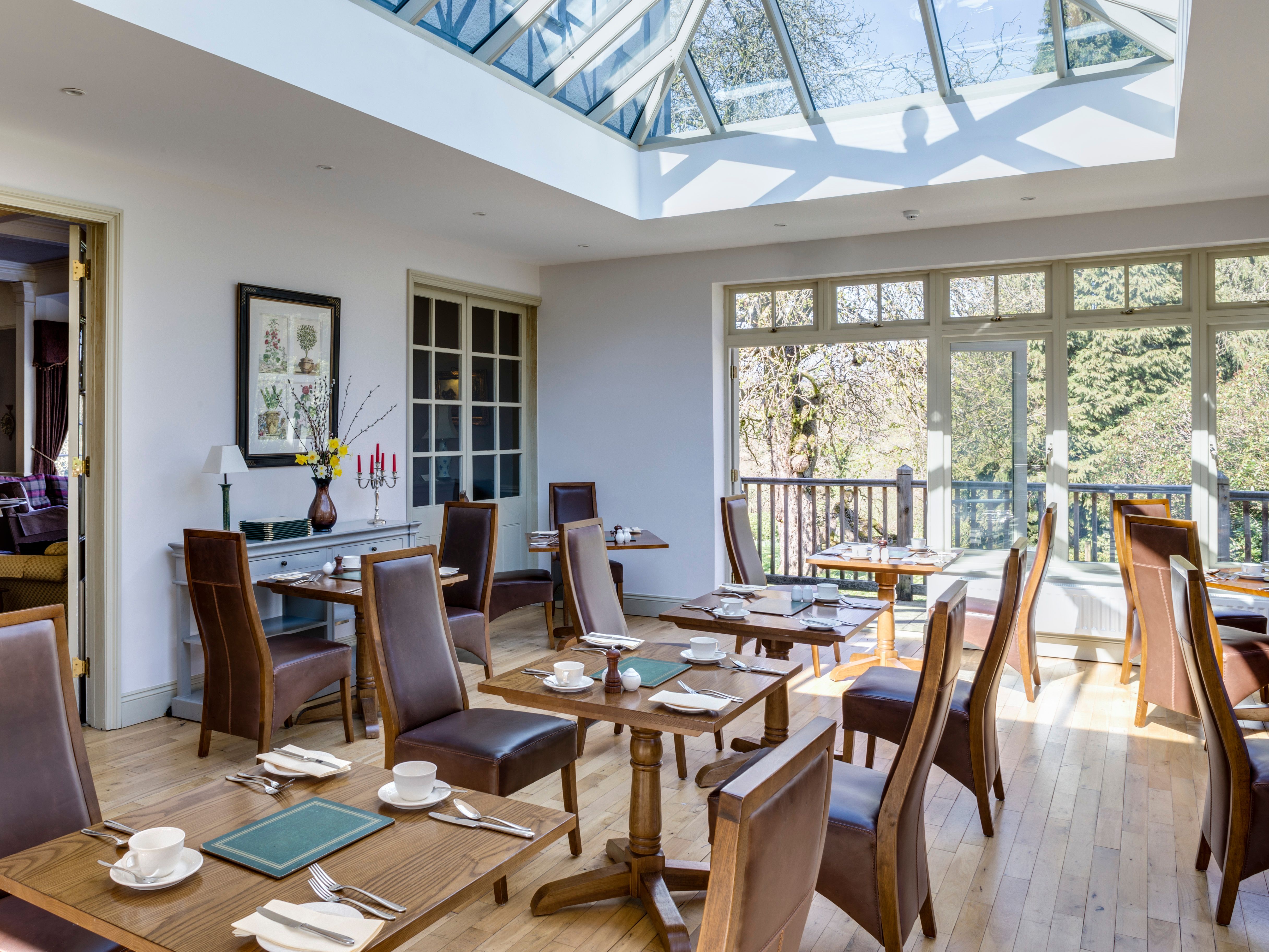 Large dining table prepared for an event